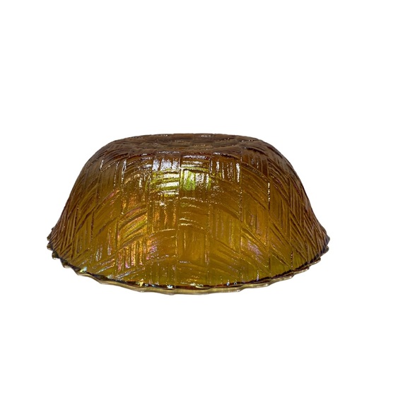 Vintage Indiana Glass Marigold Carnival Glass Basket Weave Pattern 9" Bowl - Picture 5 of 5
